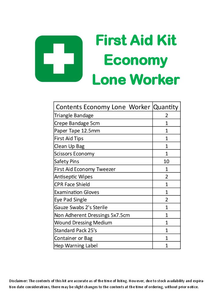First aid Kit Lone Worker / Vehicle, Economy in Soft Pouch - Image 2