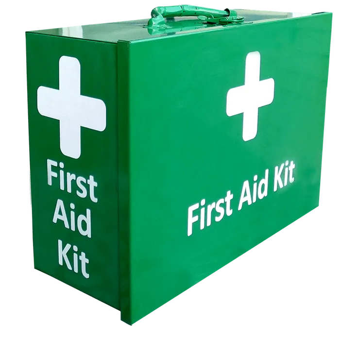 First Aid Metal Box Large Wall Mountable Landscape / Portrait / Green / White - Empty - Image 2