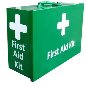 First Aid Metal Box Large Wall Mountable  Landscape / Portrait / Green / White - Empty