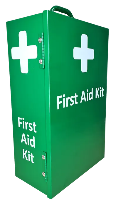 First Aid Metal Box Large Wall Mountable Landscape / Portrait / Green / White - Empty - Image 3