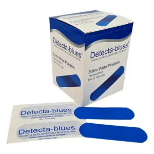 Detecta-Blue, Visual And Metal Detectable Plasters Blue Plasters X Wide 25mm x 76mm Box 100 Sterile